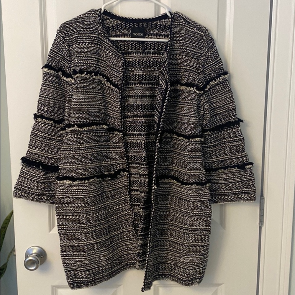 Fringe black and white jacket topper